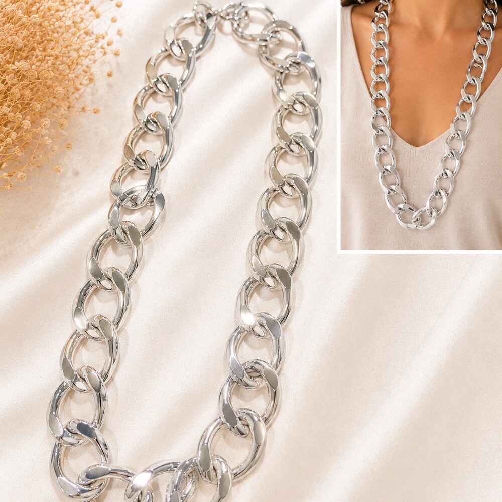Columbus Boutique Necklace silver Chunky Chain Statement- great quality hip hop